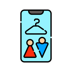 ar fitting room color line icon.