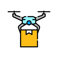 drone delivery color line icon.