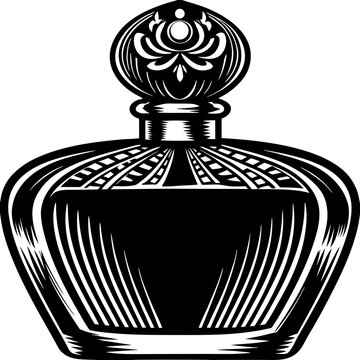 Ornate Floral Perfume Bottle Vector &mdash; Vintage, Alchemical, Mughal-Inspired Beauty Emblem
