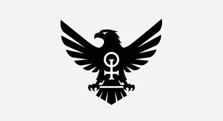 Obraz premium Black eagle symbol on white background for design and conceptual projects