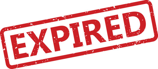 The word EXPIRED is clearly visible on this vibrant red rubber stamp with a grunge texture