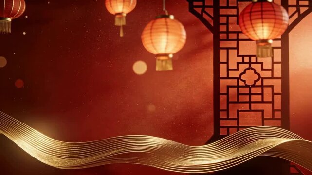 Red & Gold Chinese Lantern Dynamic Background