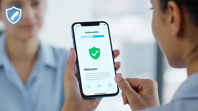 Secure Mobile Authentication Process with Verification Code on Smartphone Display