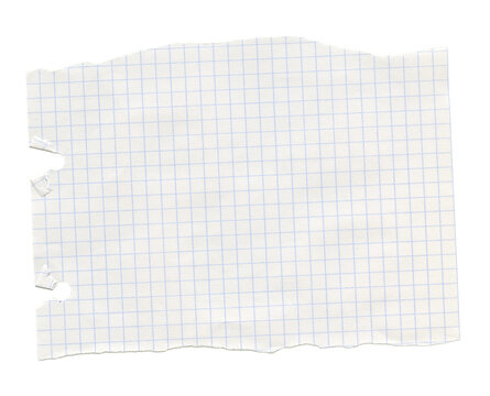 White grid checkered notebook journal paper piece. Blank math sheet of  paper. Realistic collage scrapbook texture background.