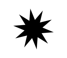 Fototapeta premium A simple black starburst shape on a white background is displayed. Vector