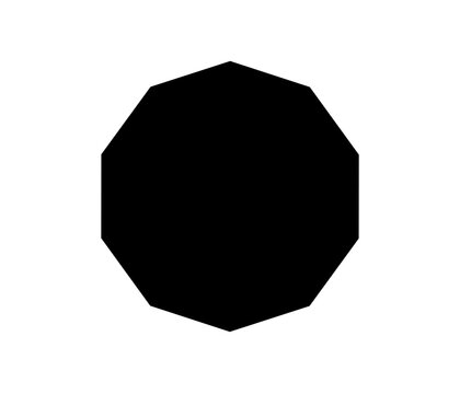 A simple black octagon shape on a white background is depicted. Vector