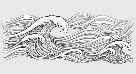Fototapeta premium Waves crashing in the ocean, a dynamic illustration of water movement and sea spray from a frontal viewpoint
