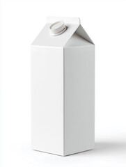 White rectangular milk carton with a screw cap, featuring a clean design and smooth surface, positioned on a light background for product display