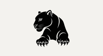 Obraz premium Black panther silhouette graphic illustration of a big cat on white background