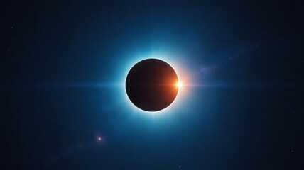 Obraz premium Solar eclipse with corona and sun flare, astronomy background for presentation or website