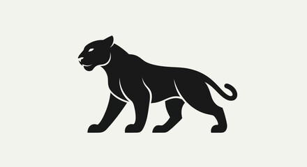 Obraz premium Black panther silhouette walking across white background design element