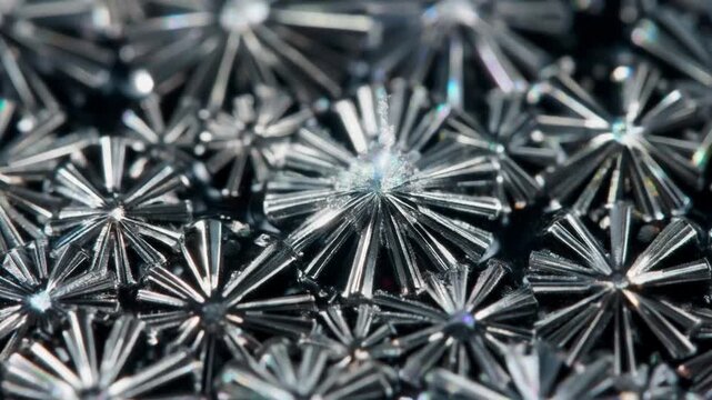 Metallic Zinc Crystal Growth - Macro Shot of Dendritic Structure Formation