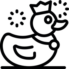 Naklejka premium Cartoon duck wearing crown and necklace, celebrating an important event