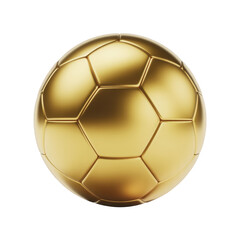 Shiny gold soccer ball reflective isolated on a transparent background