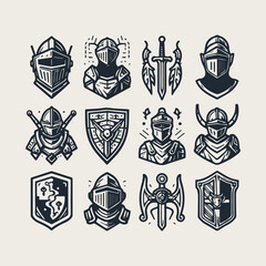 icon set Medieval knight vector
