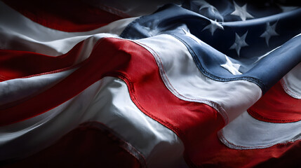 American flag waving background with copy space for global and news content