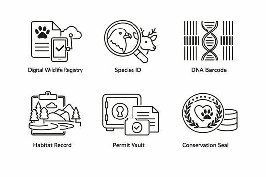 Wildlife conservation digital tools: registry, species id, dna barcode, habitat record, permit vault, conservation seal