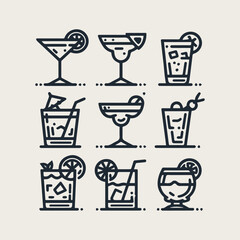 icon set Alcoholic cocktails vector