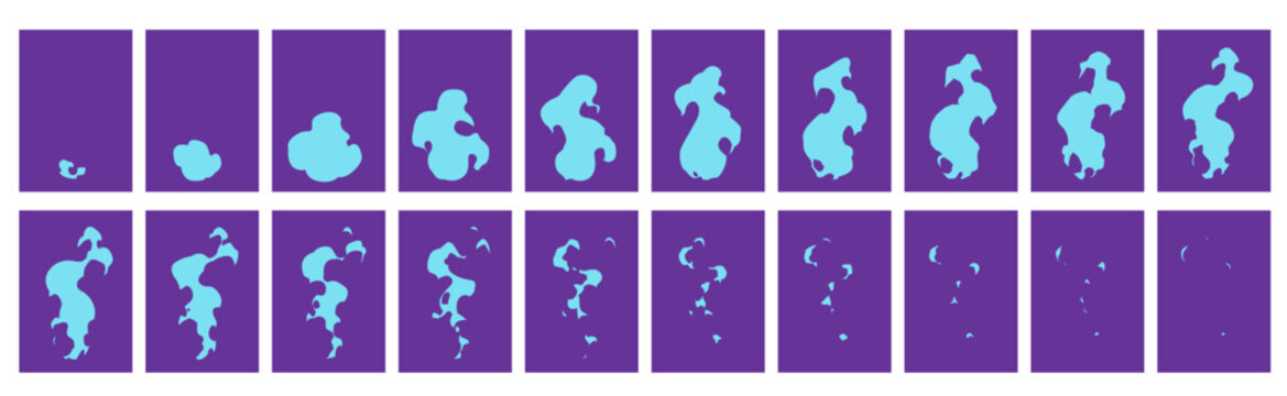 Cartoon blue color Fire Energy blast vector Illustration, Frame by Frame classic animation used for 2D, Games, Motion Graphics, Animated Posters, infographics, web