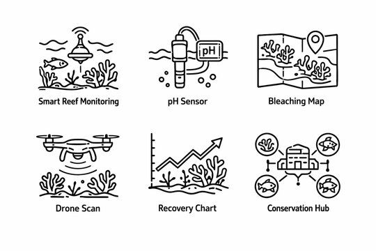 Coral reef technology: monitoring, mapping, and conservation icons