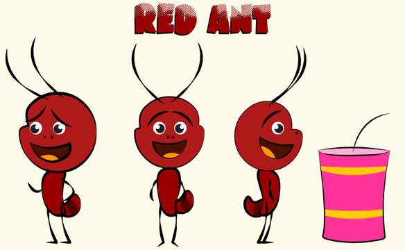 Cartoon Ant character turnaround model sheet  Vector Illustration, Ready to use in posters, 2D animation, Motion Graphics, Infographics, Web, Game, Banners