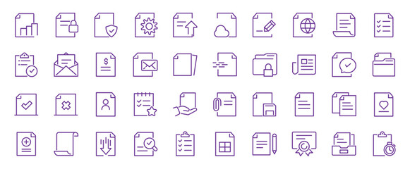 Document icon set. editable stroke. Vector illustration