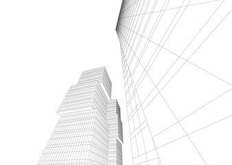 Fototapeta premium Building 3d structure. Architectural background. 