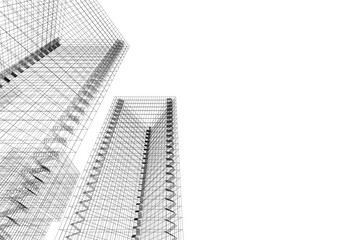 Building 3d structure. Architectural background. 