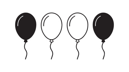 Balloon icon set. party balloon icon decoration birthday vector. Balloon black silhouette icon