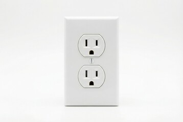 White electrical outlet with two sockets mounted on a plain wall, designed for standard plug connections in residential or commercial settings