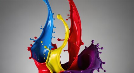 Abstract paint droplets frozen mid splash isolated on contrasting background dynamic creativity concept 