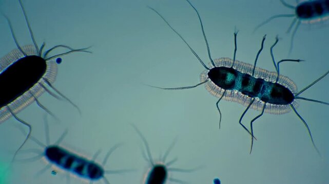 Microscopic View of Paramecium Swimming - Rapid Ciliary Motion in Bright Field