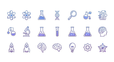 Fototapeta premium Aesthetic Vector Science Illustrations Featuring Iconic Symbols For Education and Research