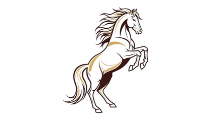 Elegant horse illustration on hind legs with flowing mane and tail © Fcraw