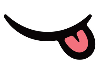 ぺろっと舌を出した茶目っ気たっぷりな笑顔の口元ベクターイラスト