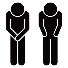 謝罪や感謝の挨拶をする人物のお辞儀ピクトグラム・ベクターアイコンセット