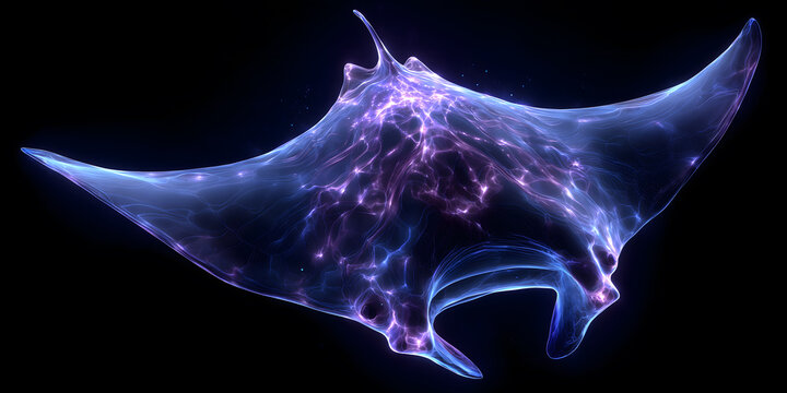 Holographic projection style manta ray close-up