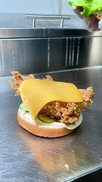 Crispy Chicken Zinger Burger with Leafy Topping
