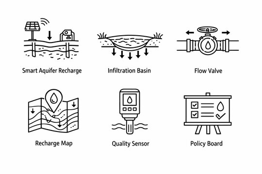 Diagram illustrating smart aquifer recharge and water management systems