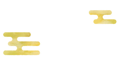 ゴールドの水彩のエ霞のイラストセット　ベクター　金色　和柄　和風　高級感　透過背景　透明　白背景　雲　かすみ