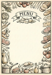 Hand-drawn menu for restaurant.