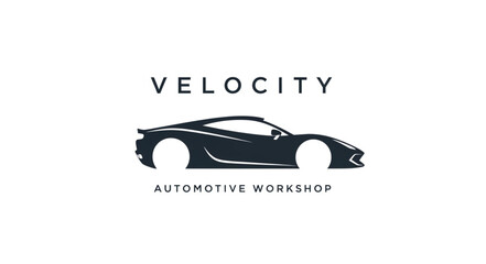 Modern Sports Car Silhouette Automotive Workshop Logo.