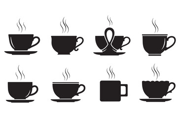 Obraz premium Set of Hot Tea Icons on White Background, Minimalist Beverage and Drink Illustration