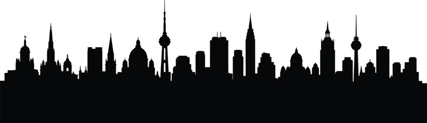 Obraz premium City skyline with many buildings and towers on white background urban landscape