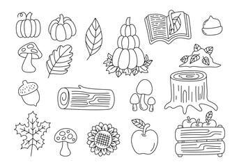 Autumn element doodle collection