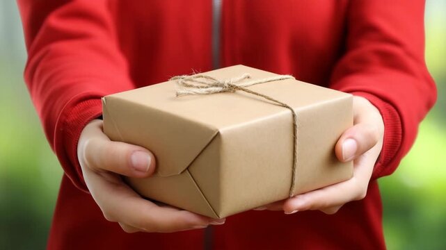 Gift delivery at a park in afternoon light