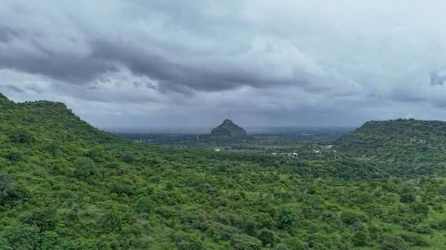 Motion lapse 4k drone aerial view of Daulatabad fort, Aurangabad in India