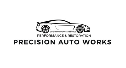 Precision Auto Works Car Logo Design.
