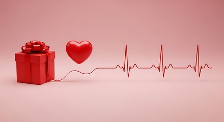 A heartfelt gift tied to a symbol of health and vitality with a heartbeat line.