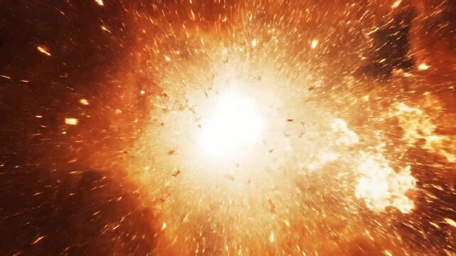 A swirling, fiery tornado-like explosion in space, with vibrant orange and red flames on a dark background, possibly used for dramatic or scientific visual effects